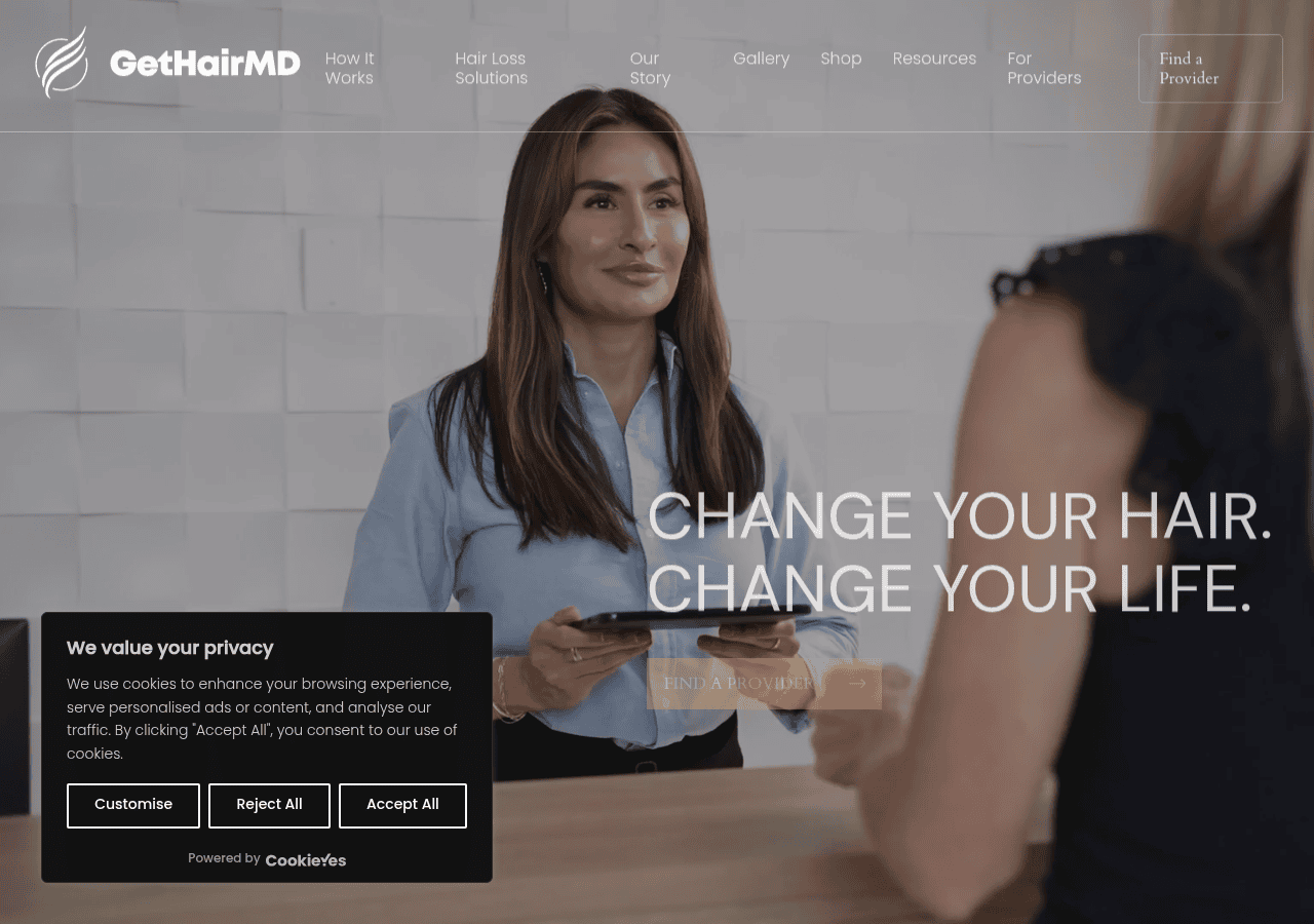 Screenshot of gethairmd.com
