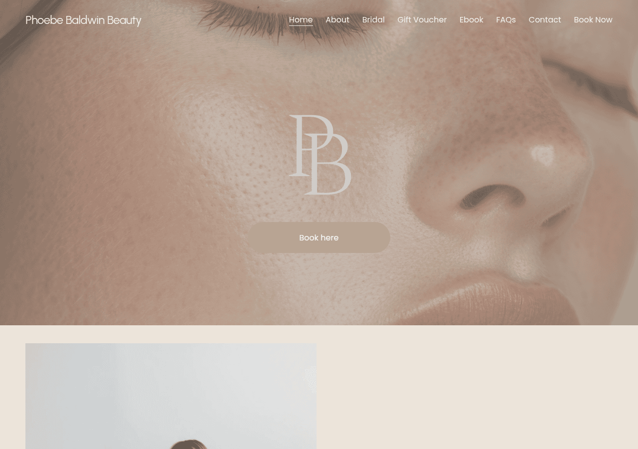 Screenshot of phoebebaldwinbeauty.com.au