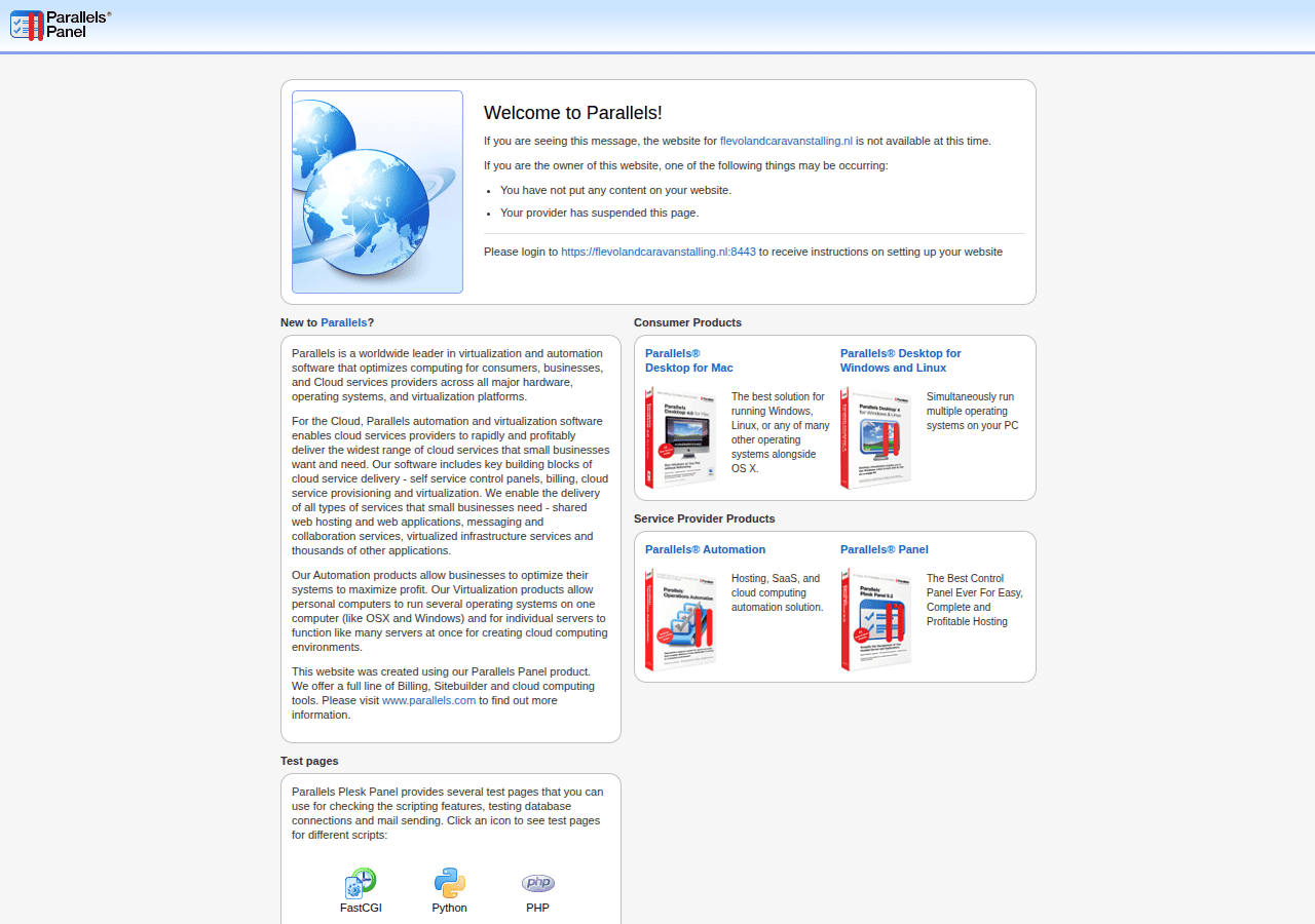 Screenshot of flevolandcaravanstalling.nl