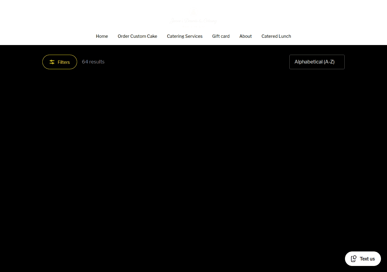 Screenshot of janaesdessertscatering.com