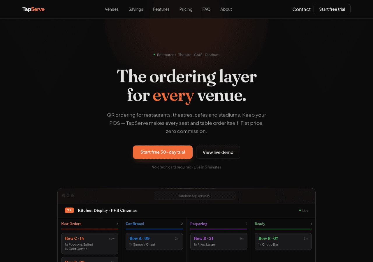 Screenshot of tapserve.in