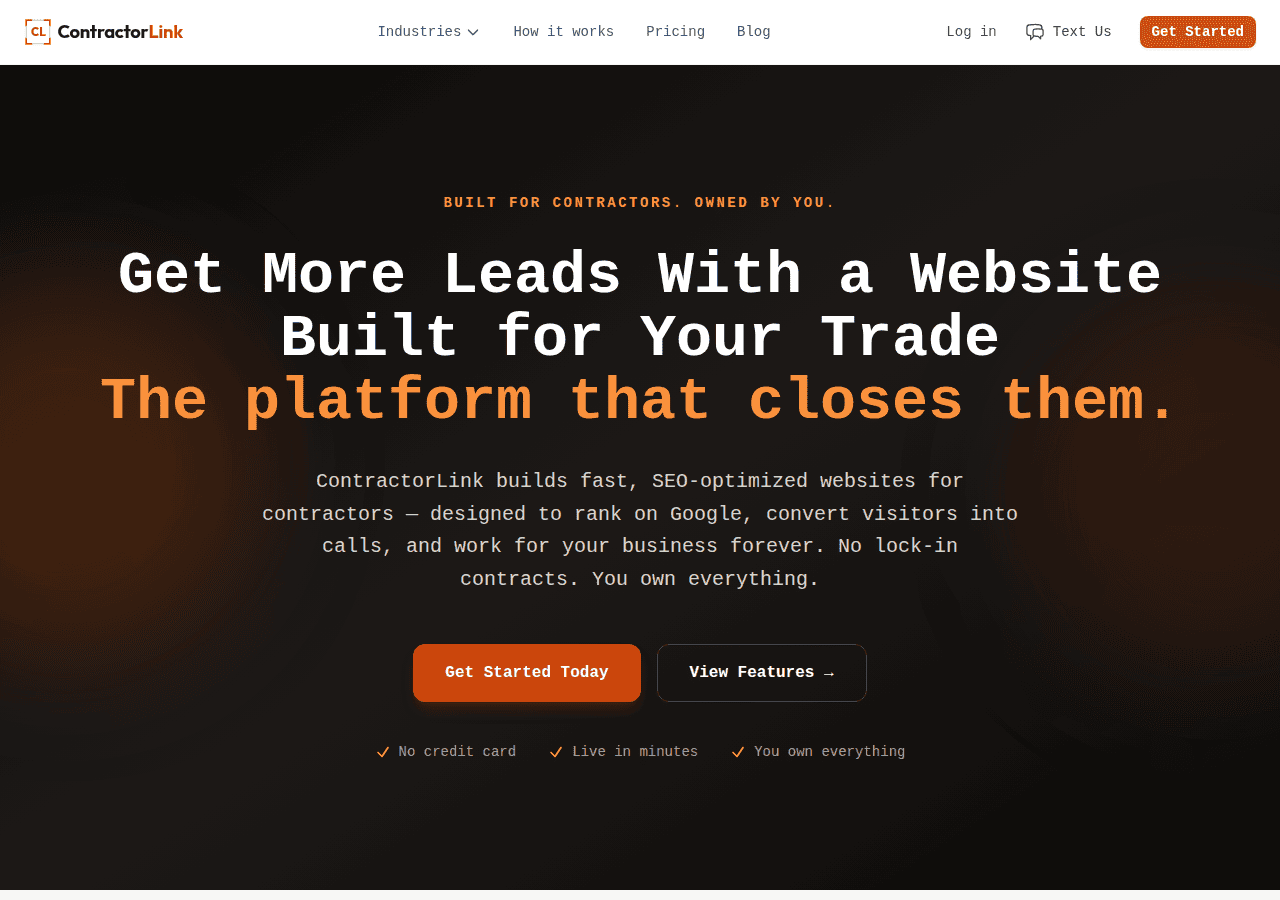 Screenshot of getcontractorlink.com