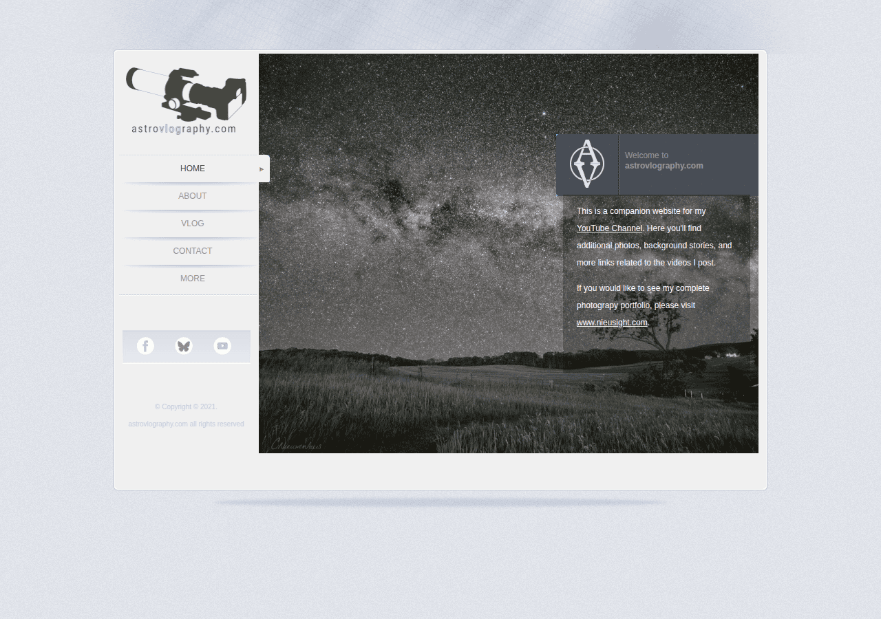 Screenshot of astrovlography.com