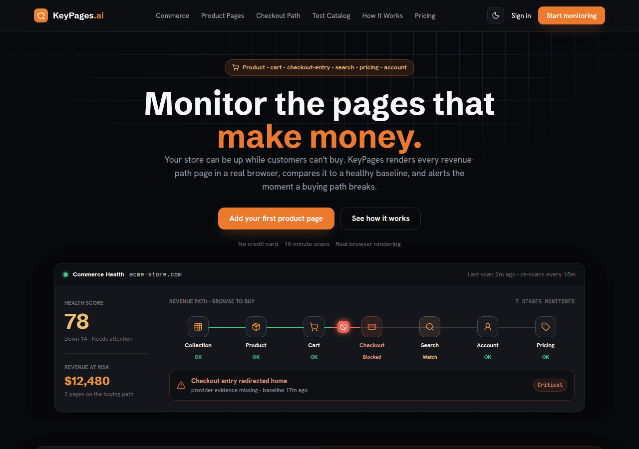 Screenshot of keypages.ai