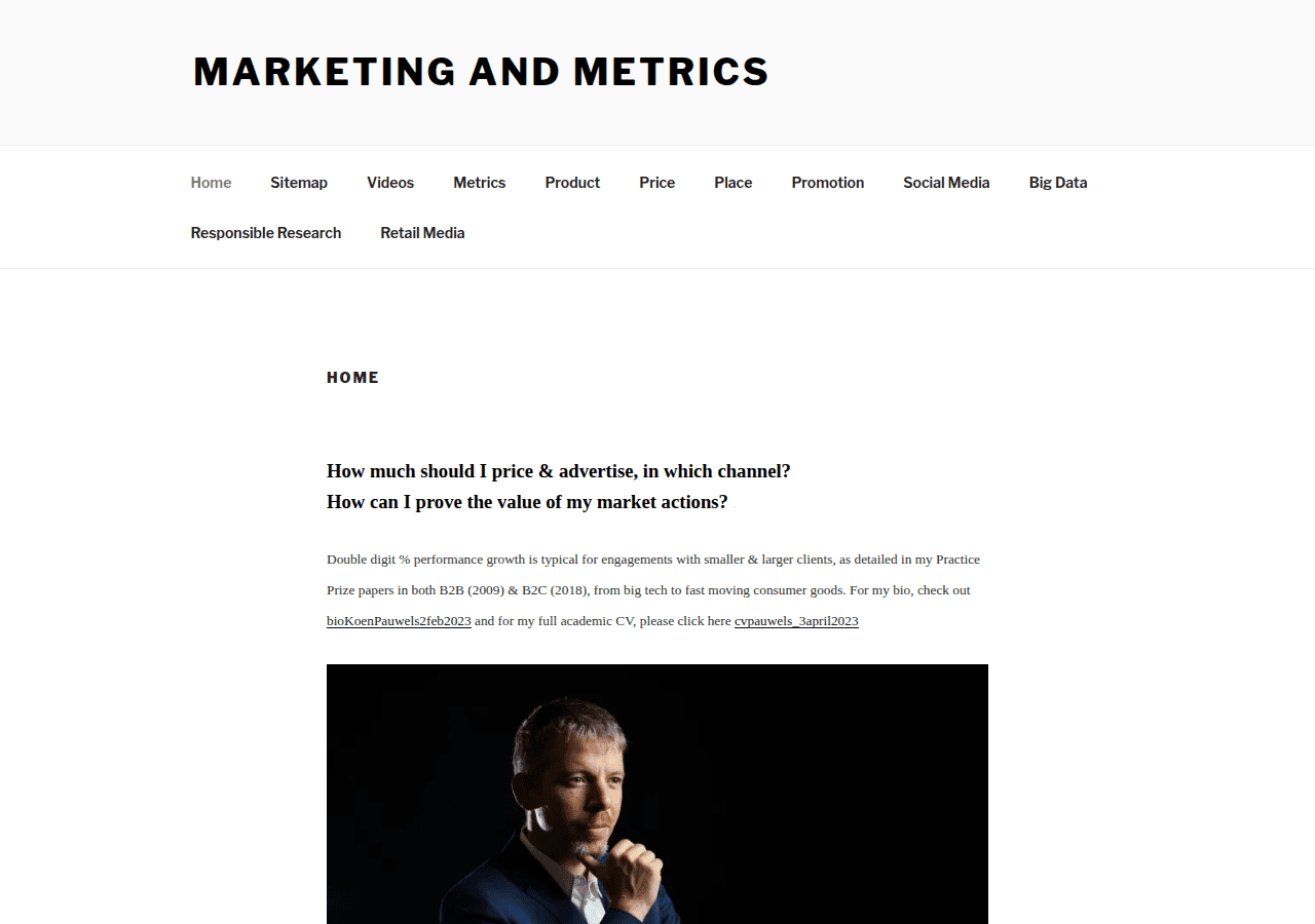 Screenshot of marketingandmetrics.com