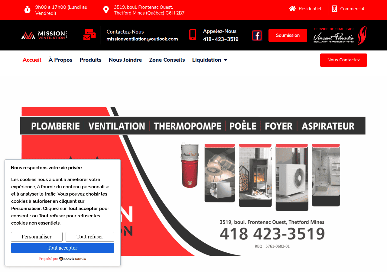 Screenshot of missionventilation.com