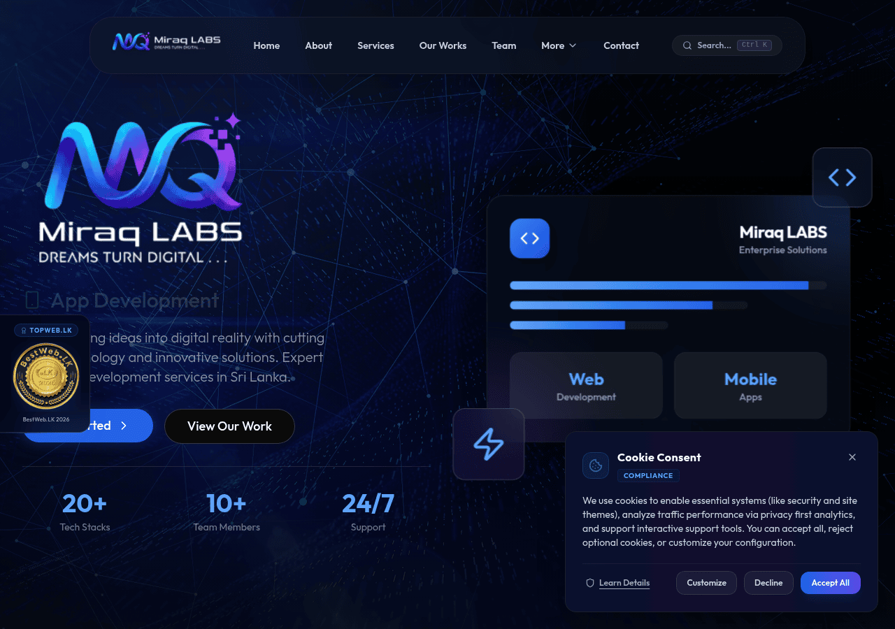 Screenshot of miraqlabs.com