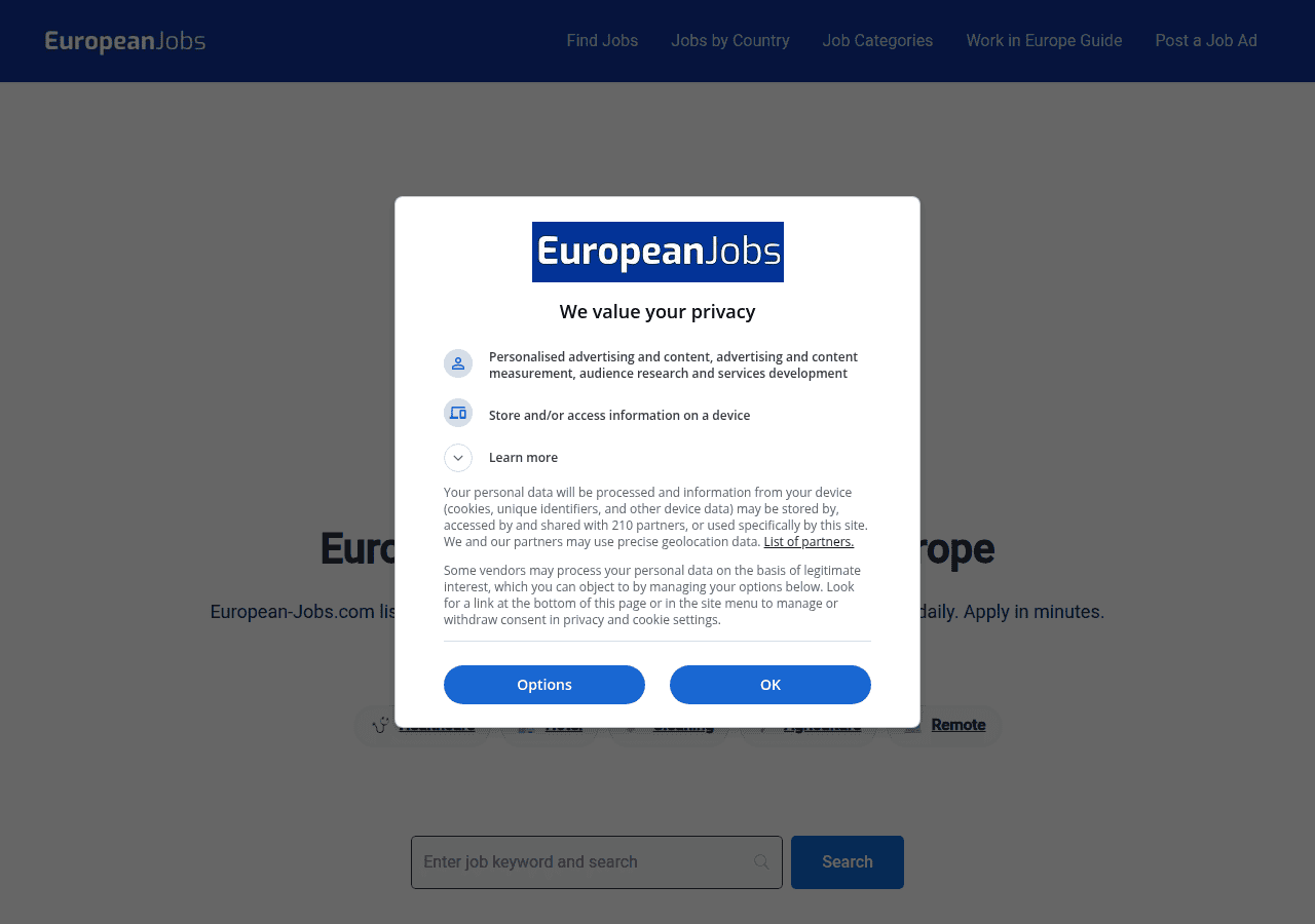 Screenshot of european-jobs.com