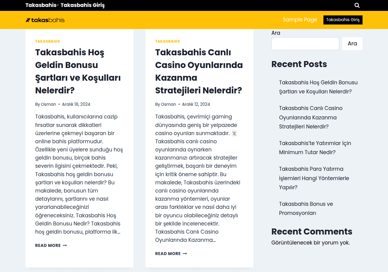 Screenshot of takasbahis.co