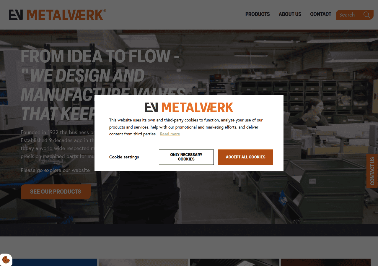 Screenshot of evmetal.dk