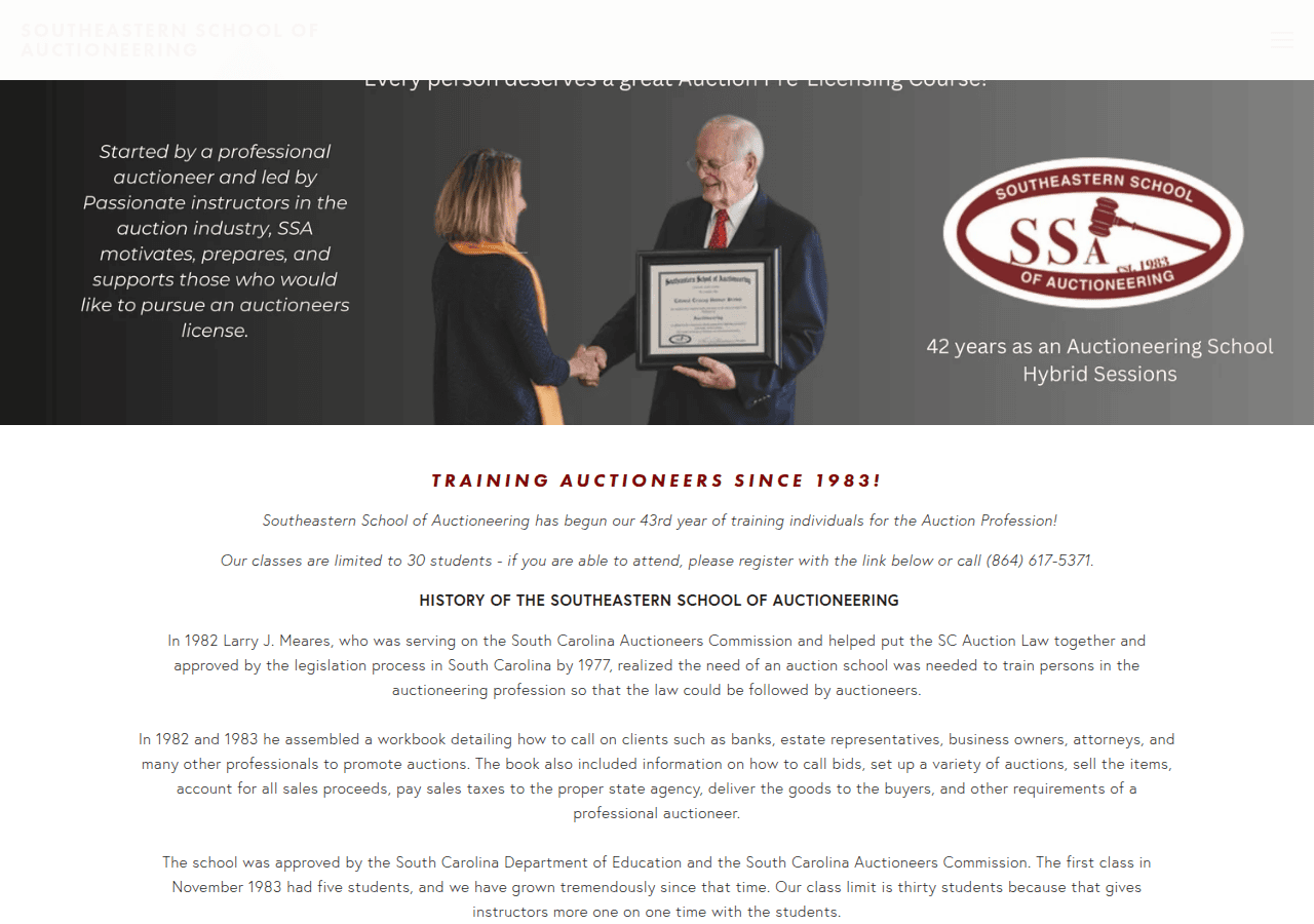 Screenshot of ssauctioneering.com