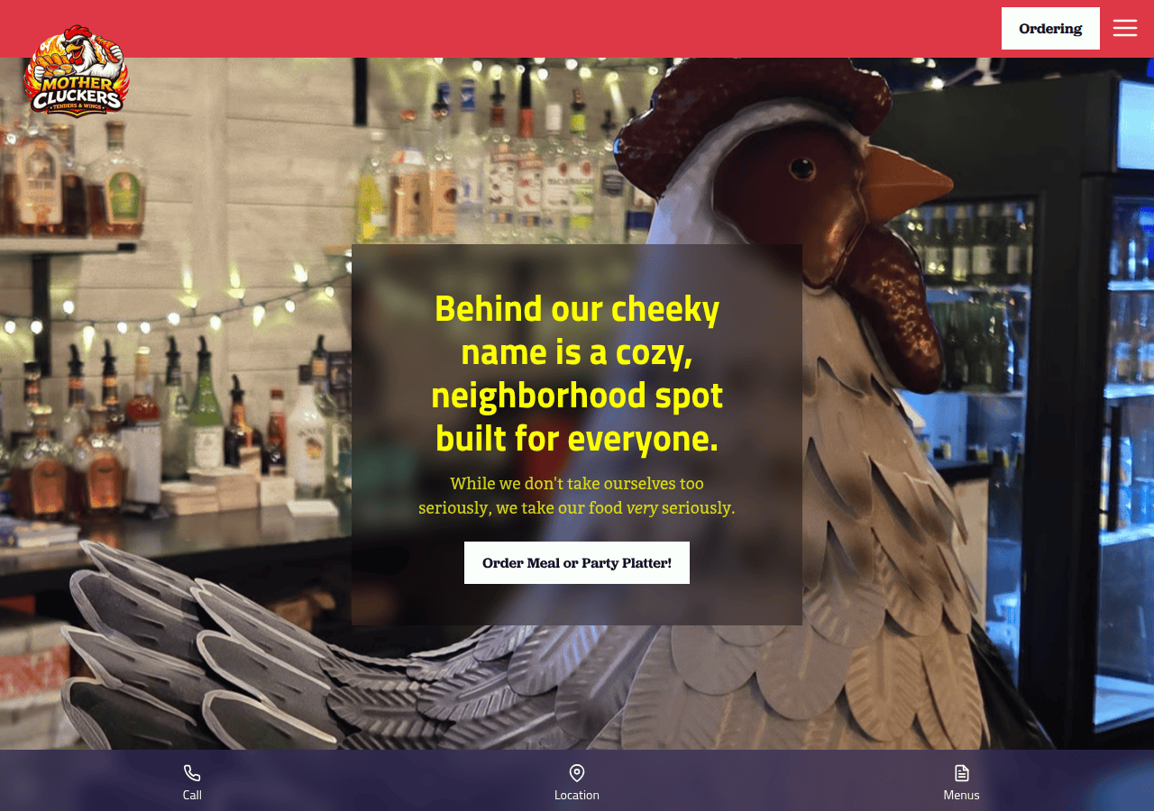Screenshot of eatmothercluckers.com