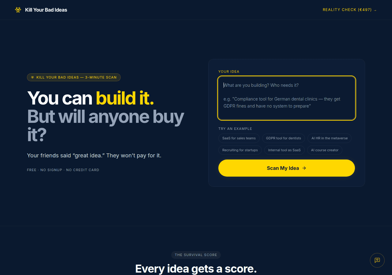 Screenshot of killyourbadideas.com