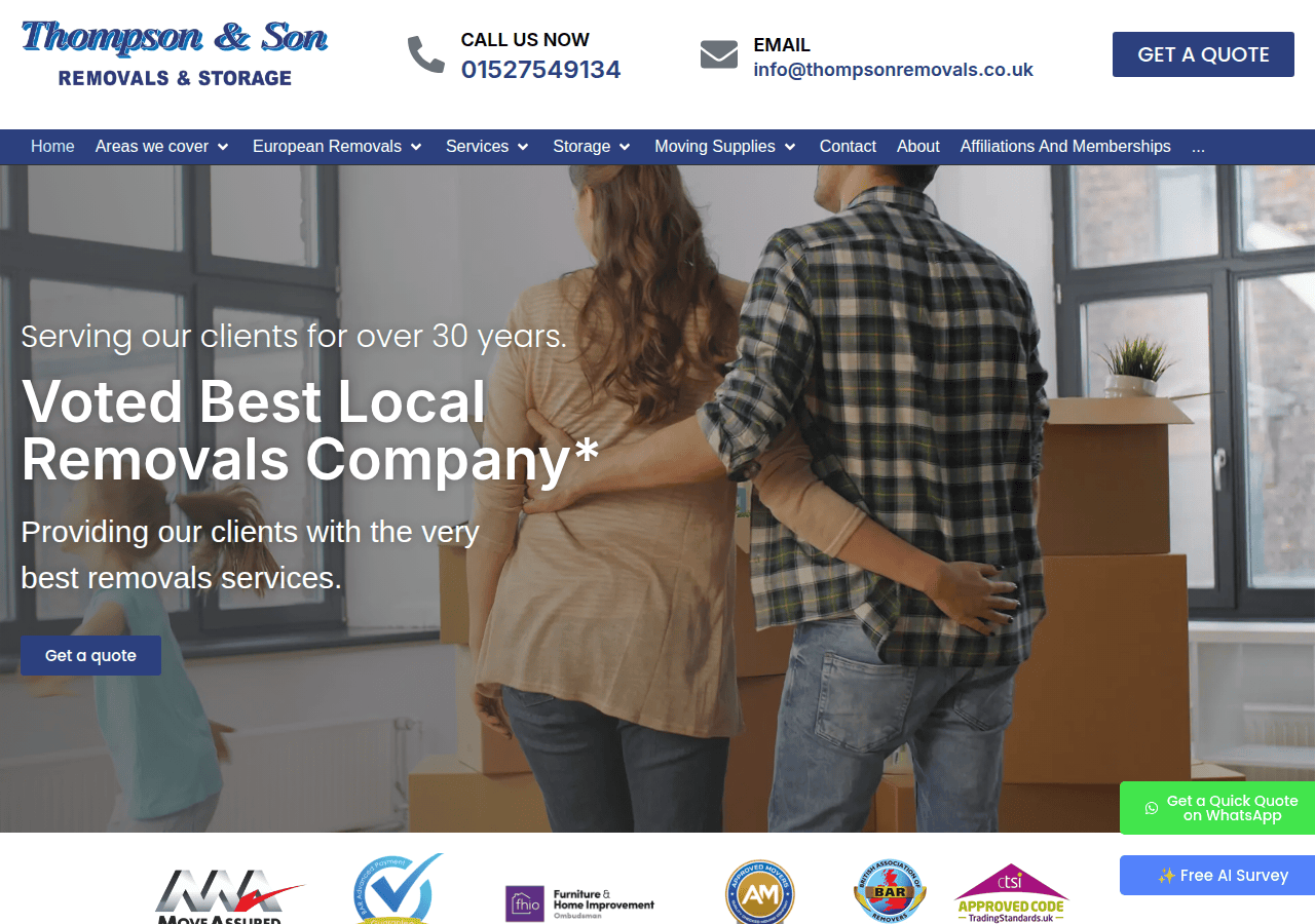 Screenshot of thompsonremovals.co.uk