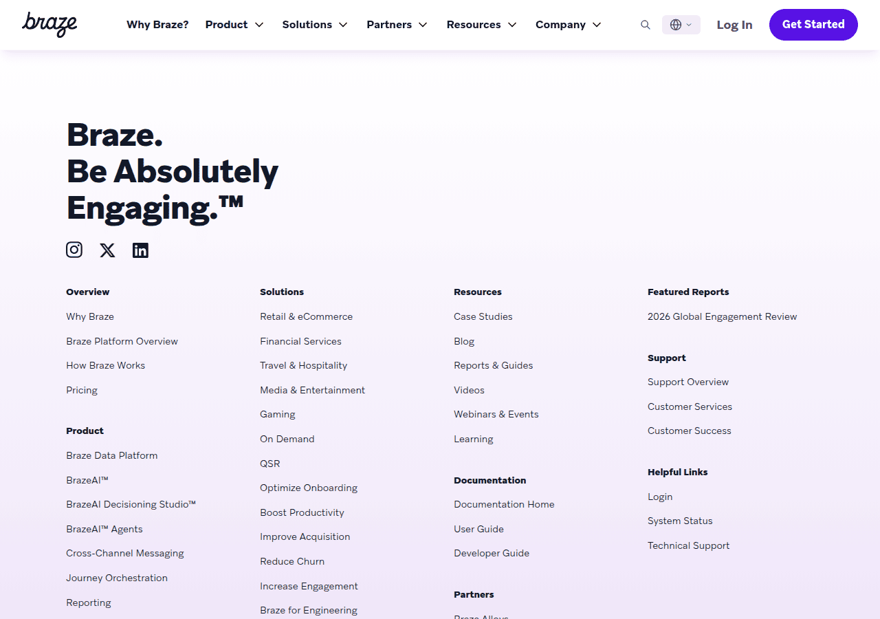 Screenshot of braze.com