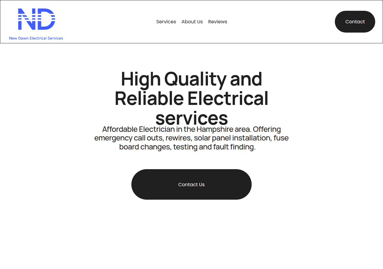 Screenshot of newdawnelectricalservices.com