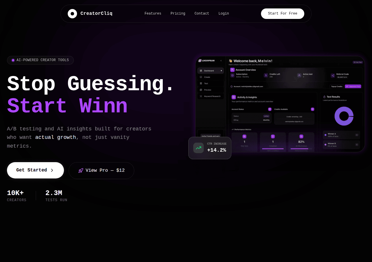 Screenshot of creatorcliq.com