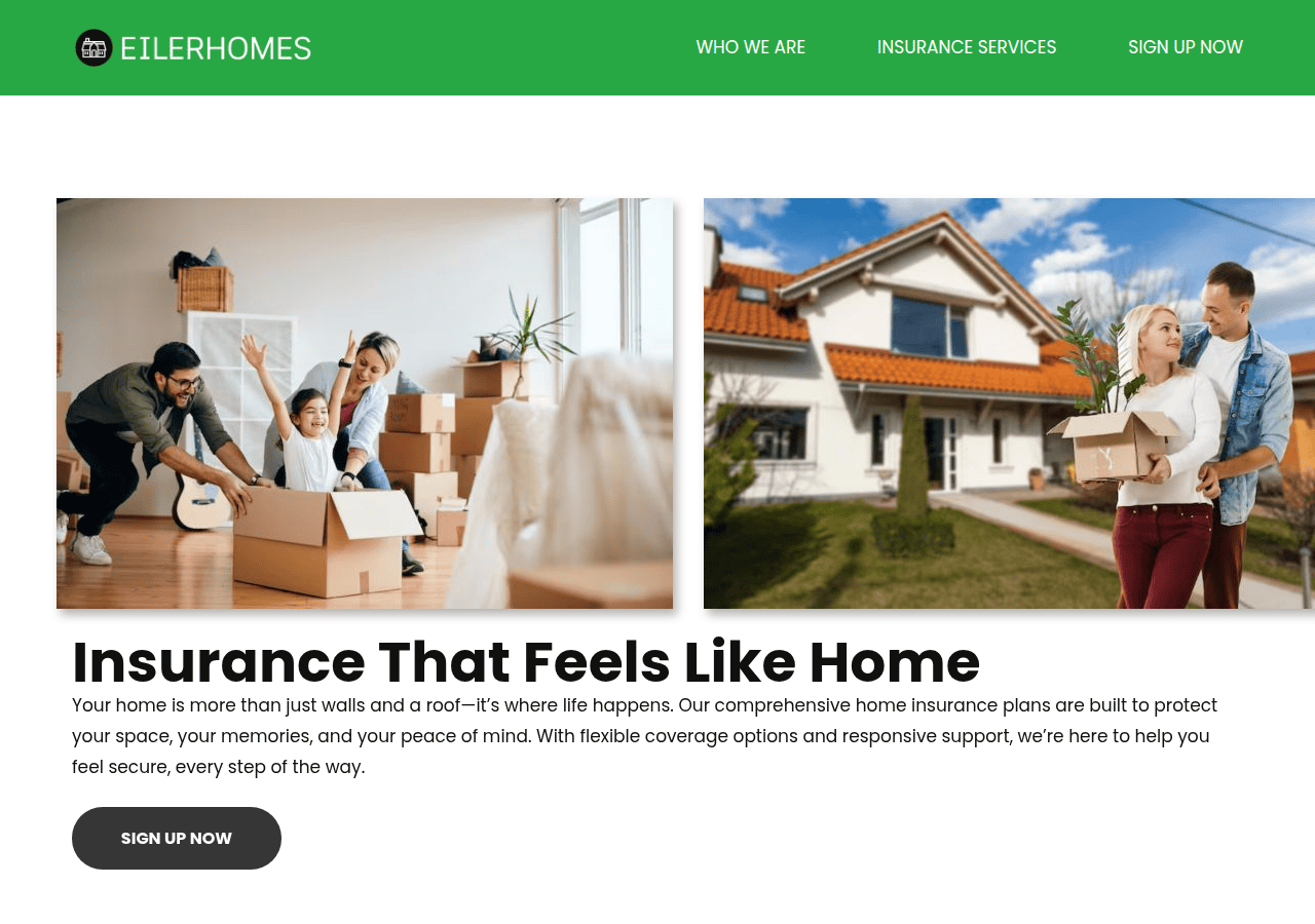 Screenshot of eilerhomes.com
