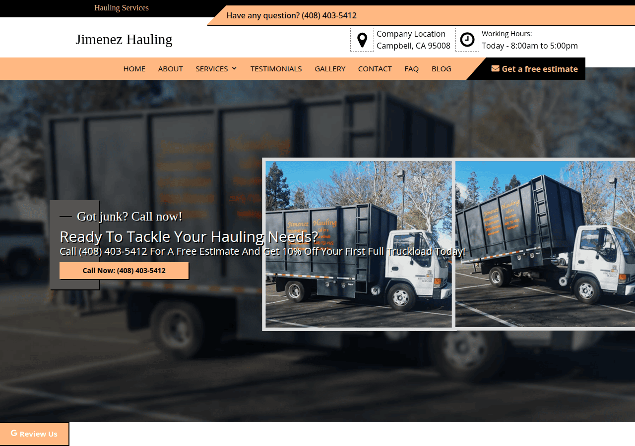 Screenshot of hauling-ca.com