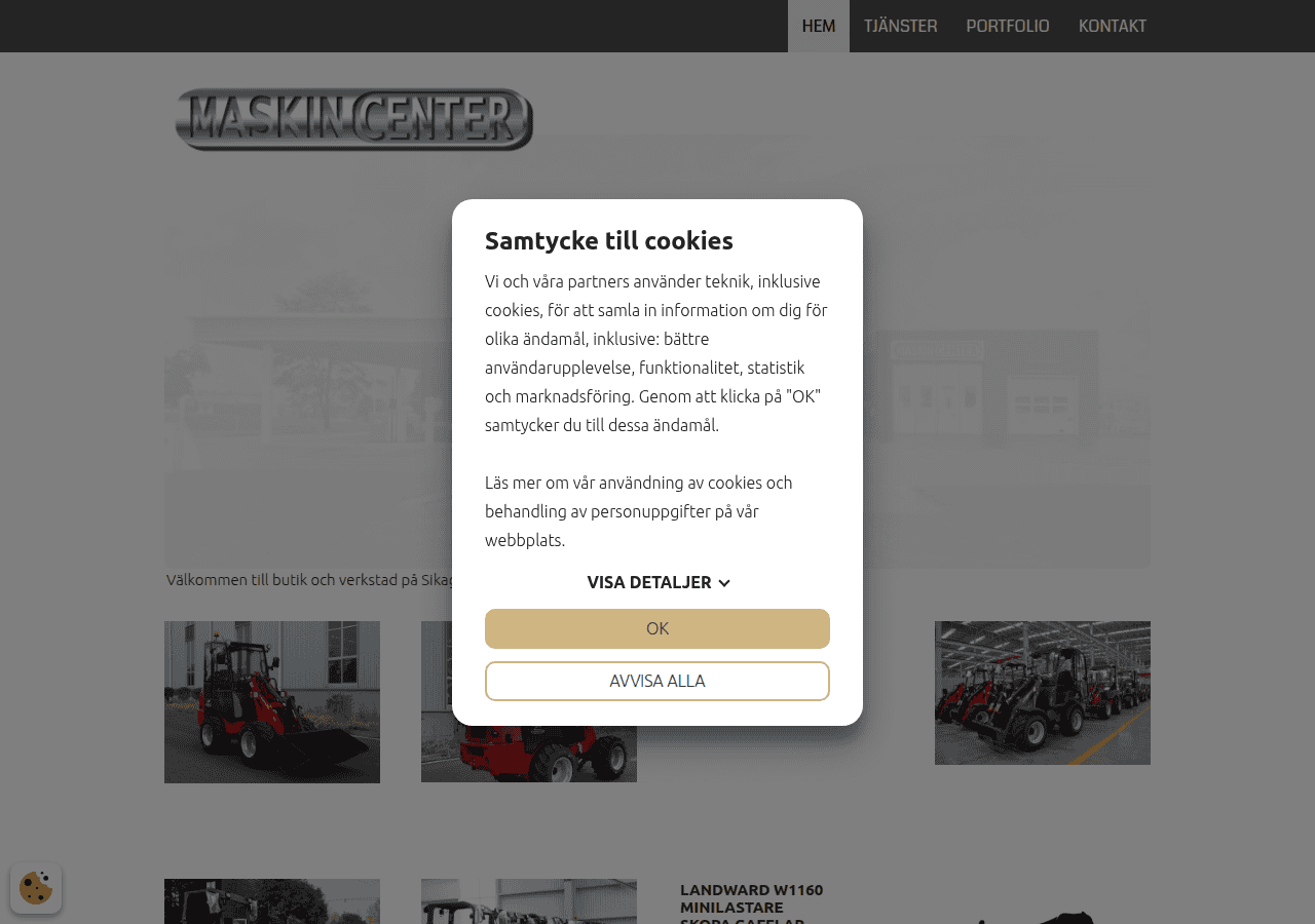 Screenshot of maskincenter.com