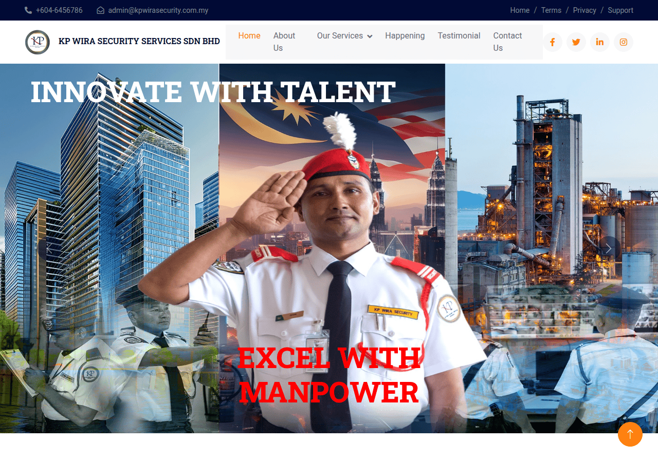 Screenshot of kpwirasecurity.com.my