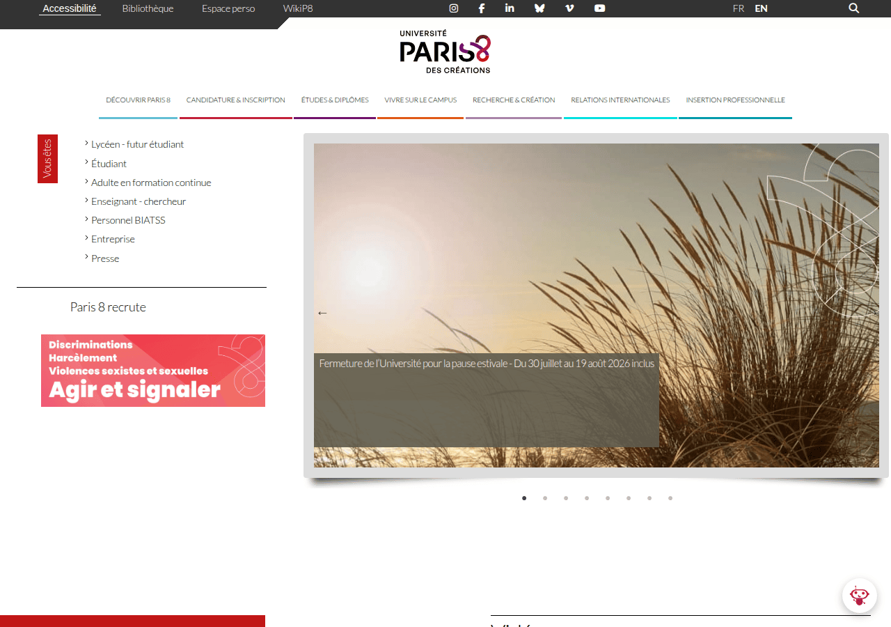 Screenshot of univ-paris8.fr