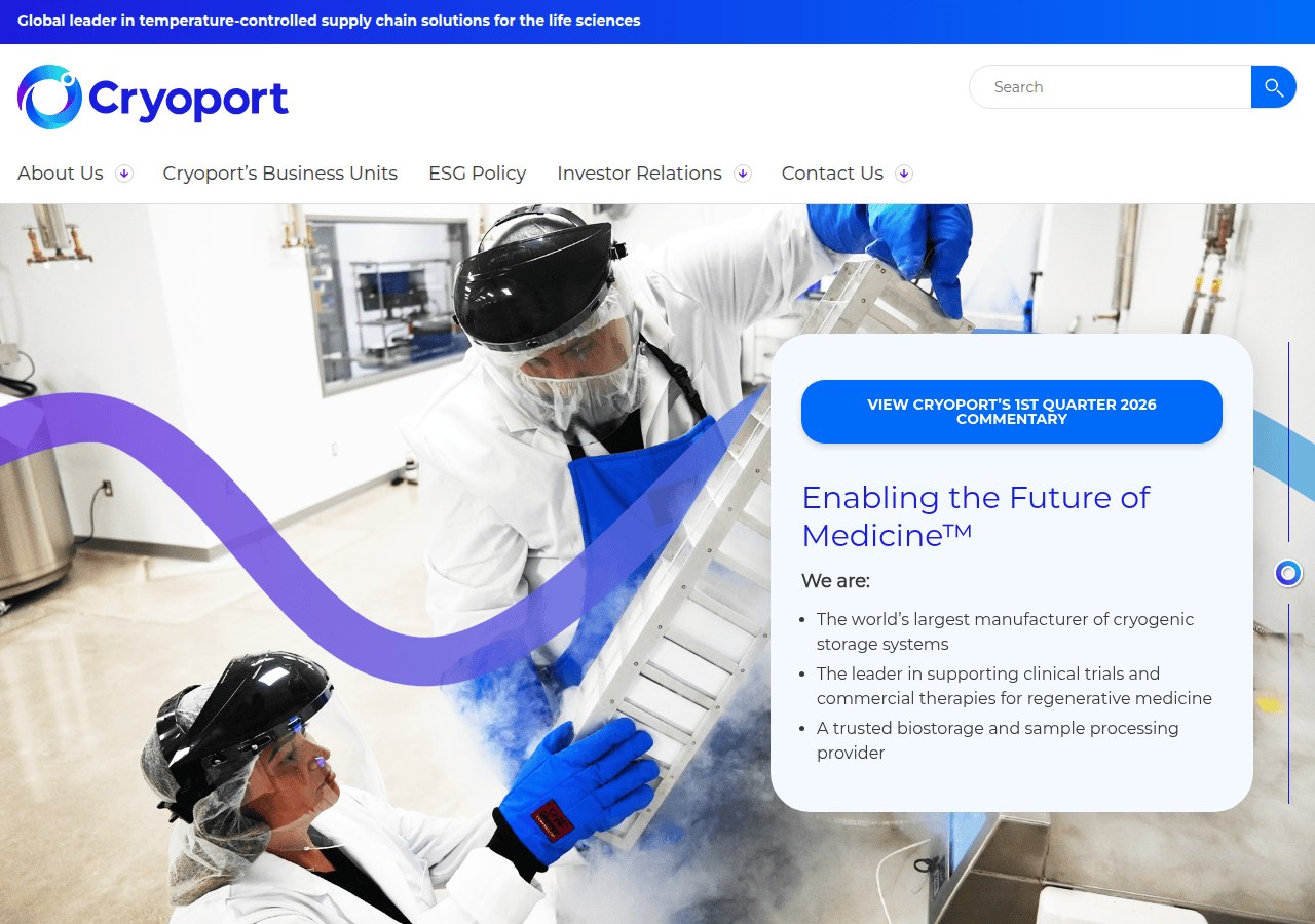 Screenshot of cryoportinc.com