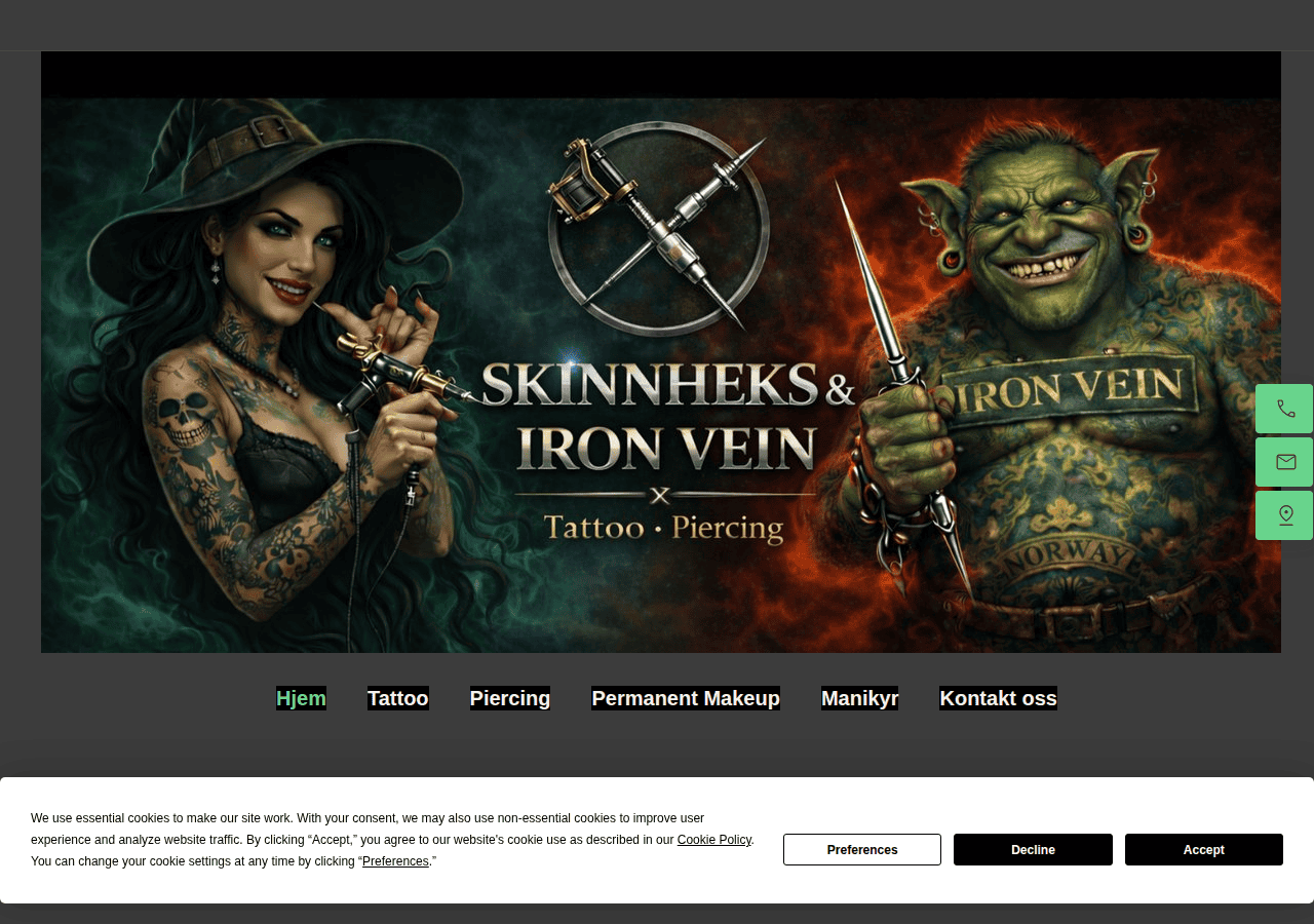 Screenshot of skinnheks.no