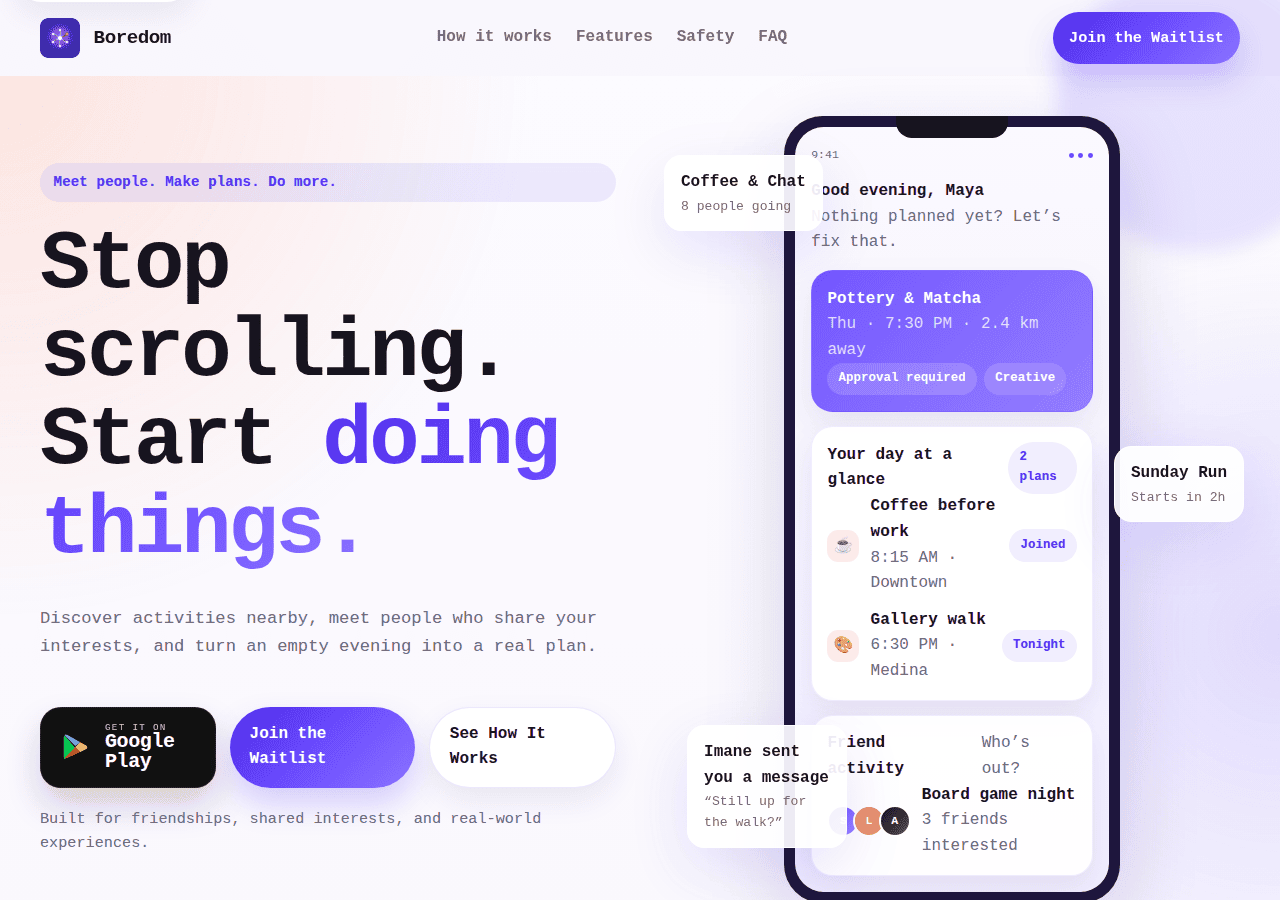 Screenshot of getboredom.app