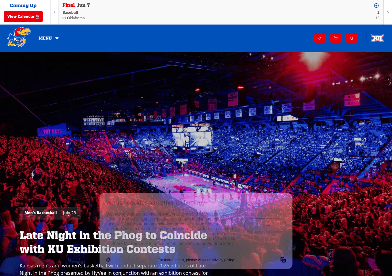 Screenshot of kuathletics.com