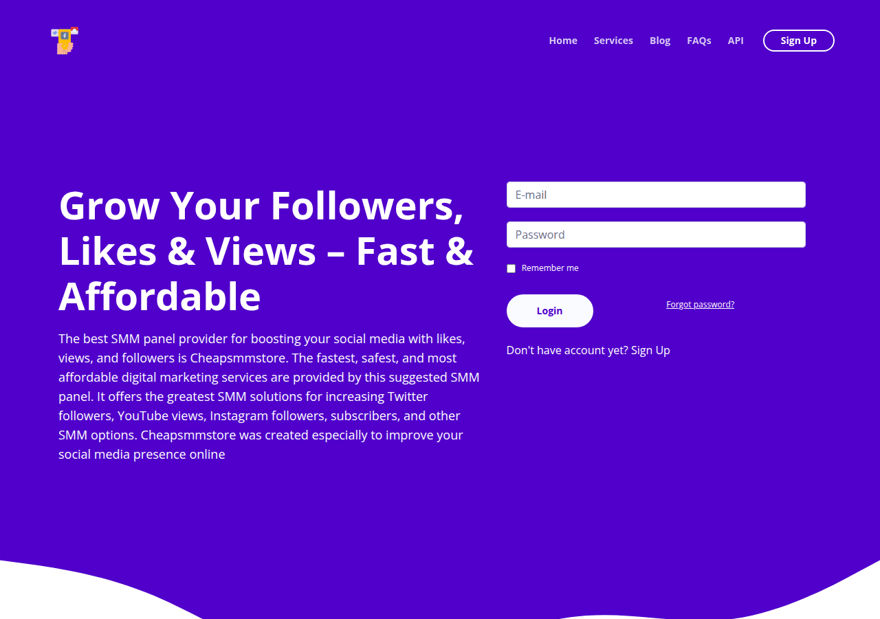 Screenshot of cheapsmmstore.com