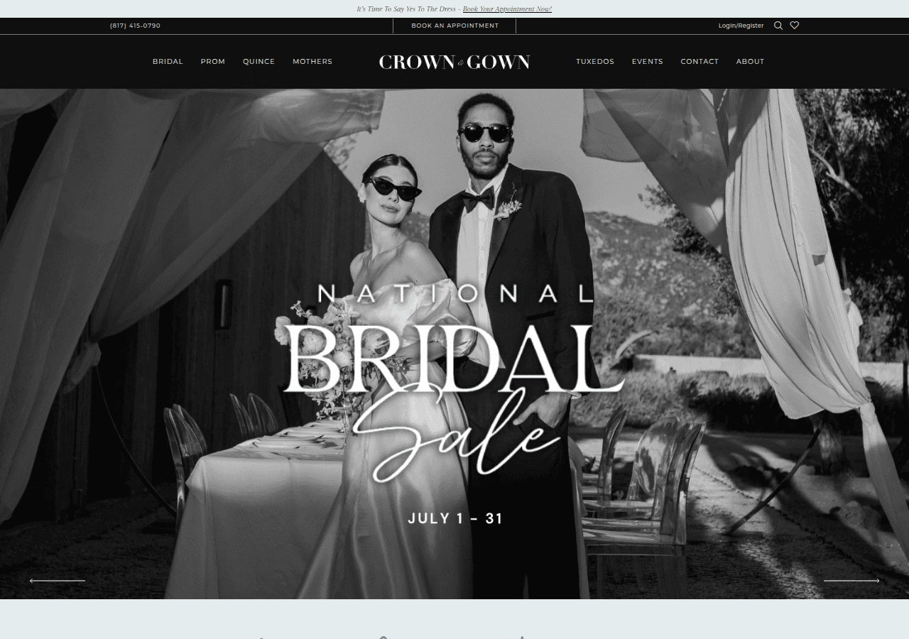 Screenshot of crownandgown.com