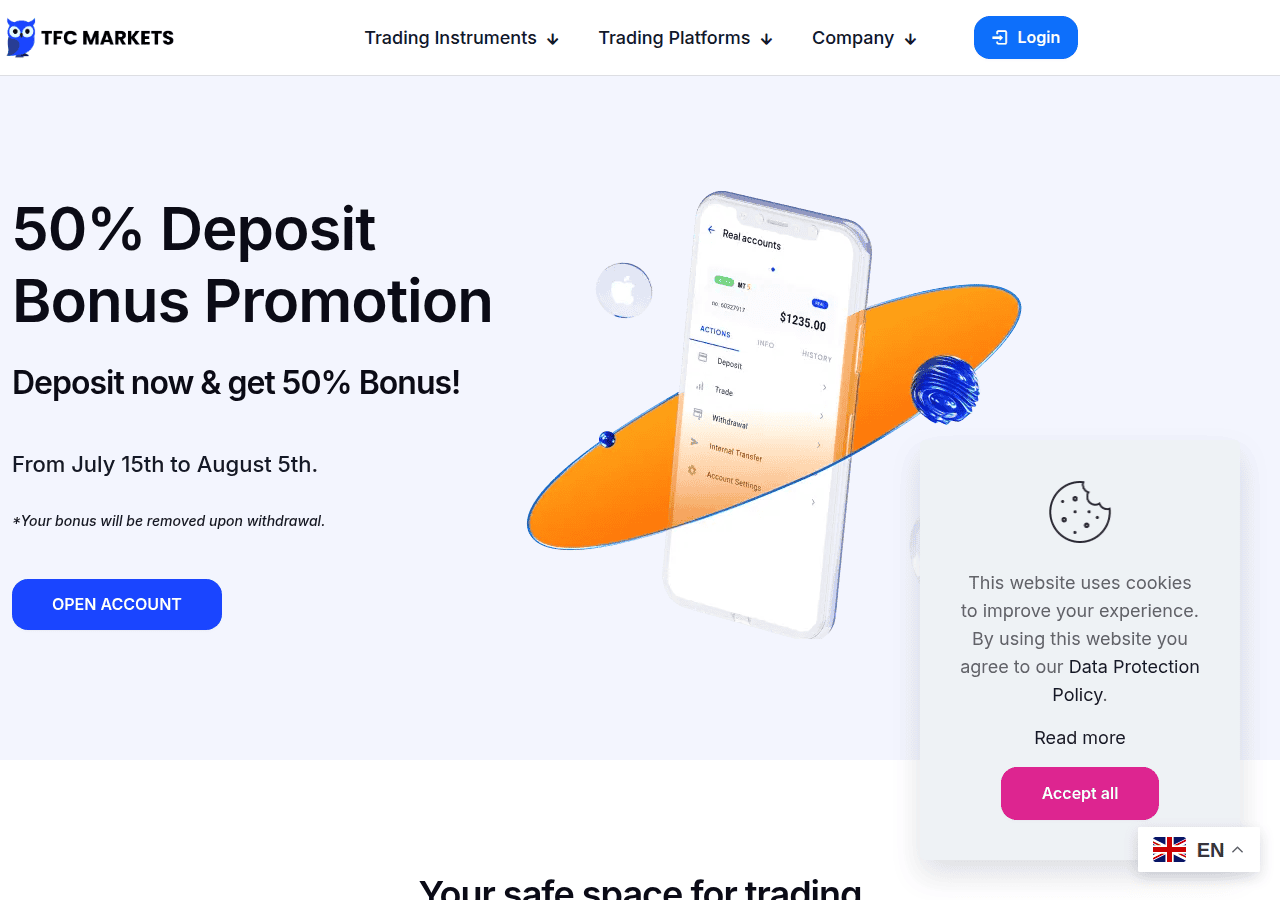 Screenshot of tfcmarkets.com