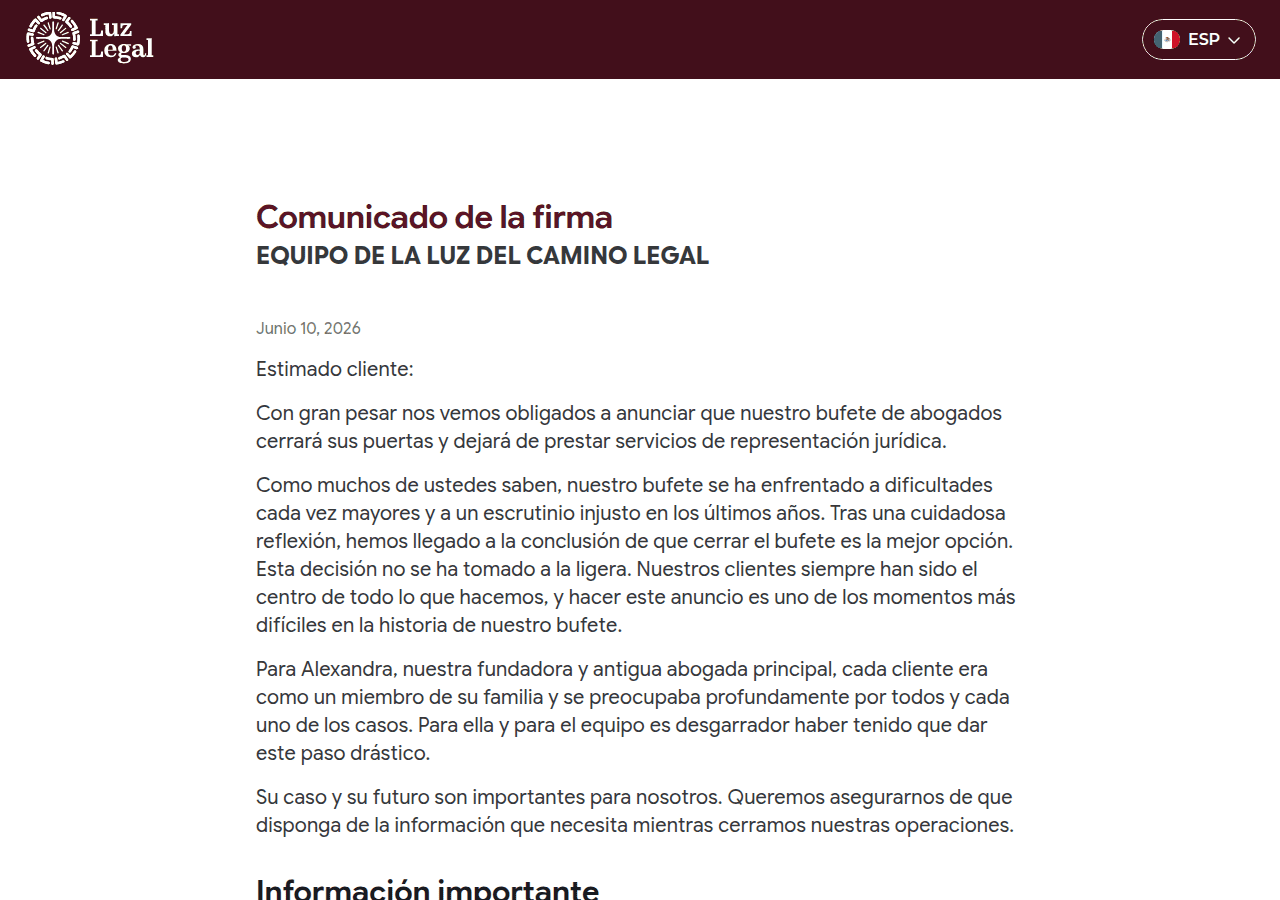Screenshot of luzlegal.com