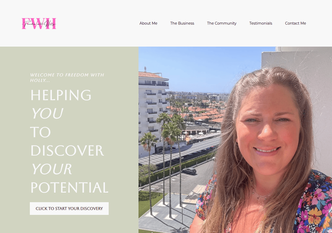 Screenshot of freedomwithholly.co.uk