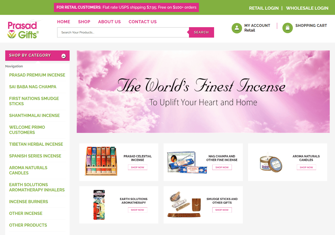 Screenshot of prasadgifts.com