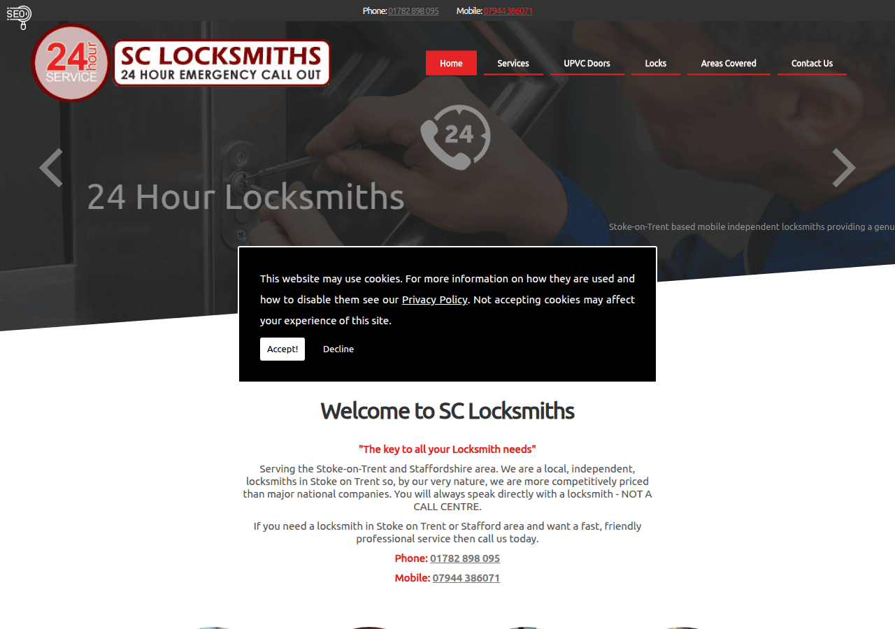 Screenshot of locksmithstokeontrent.com