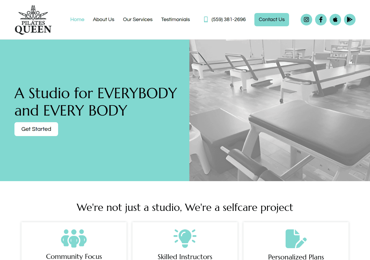 Screenshot of pilatesqueenpro.com