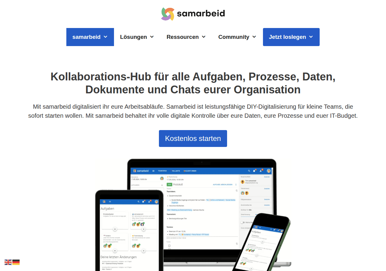 Screenshot of samarbeid.org