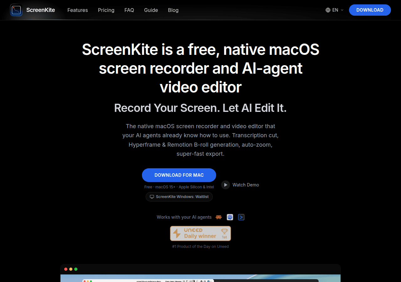 Screenshot of screenkite.com