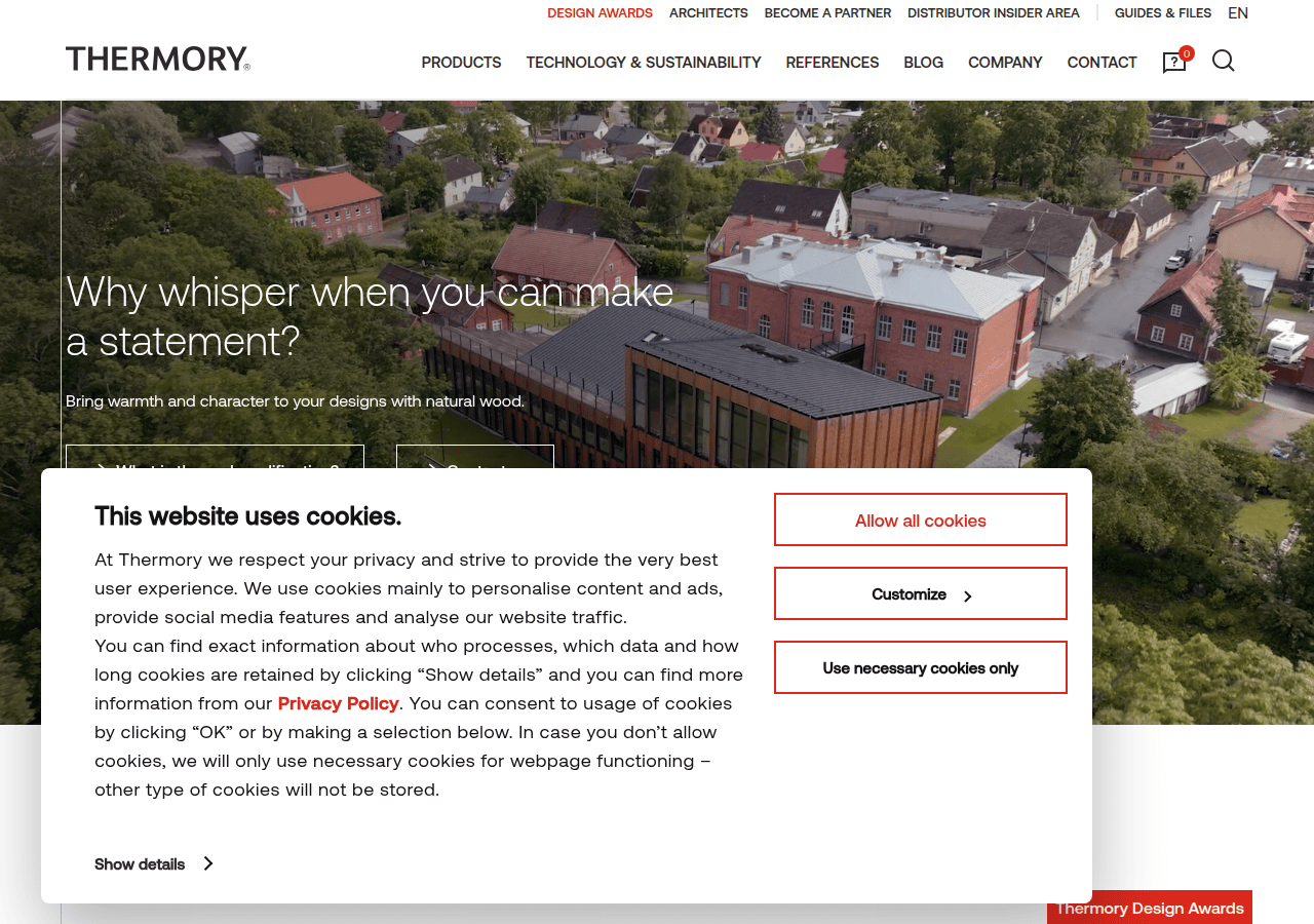 Screenshot of thermory.com