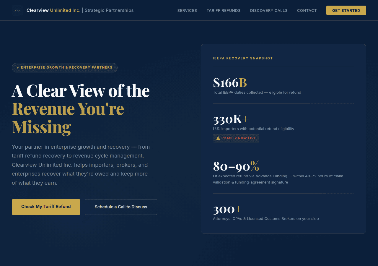 Screenshot of clearviewcorporation.com