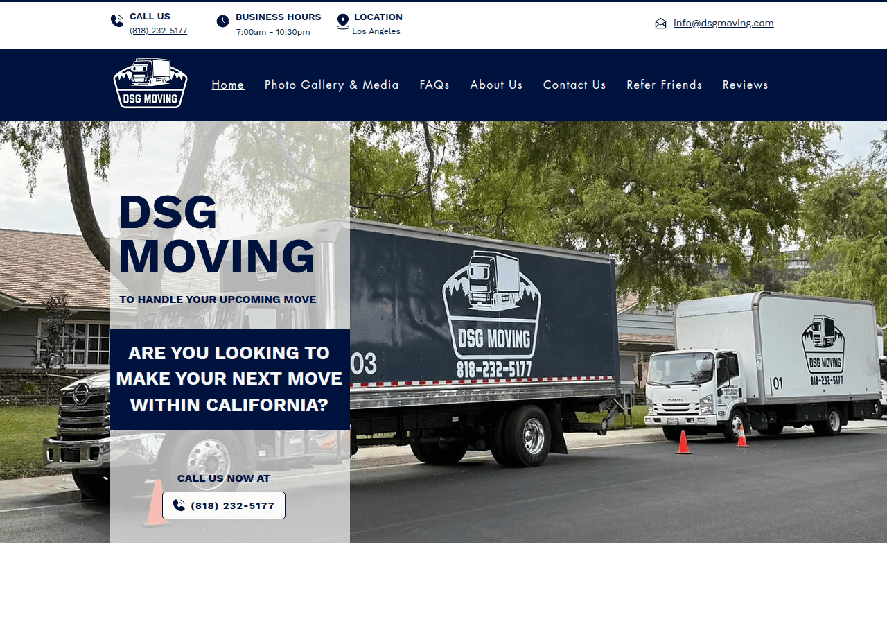 Screenshot of dsgmoving.com