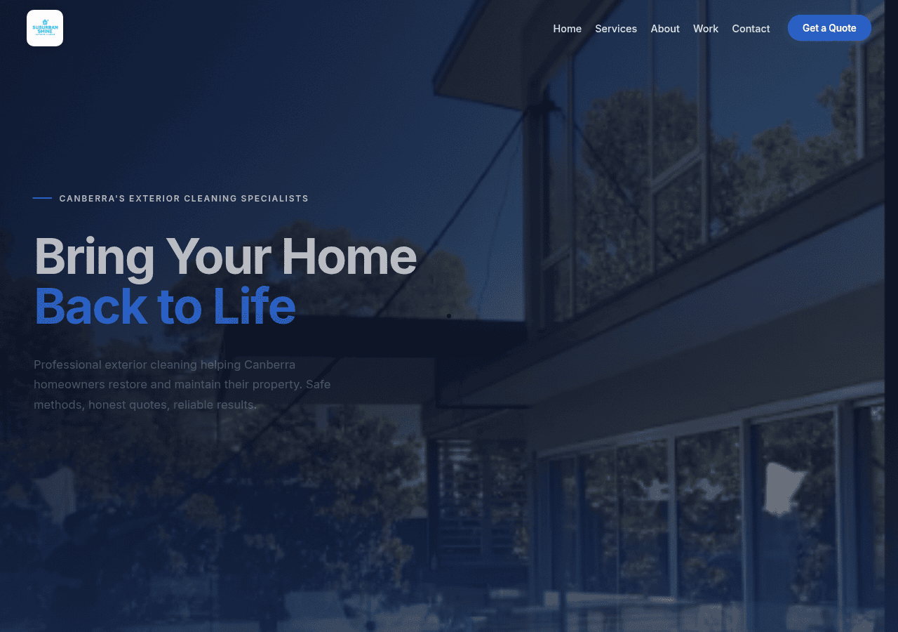 Screenshot of suburbanshine.com.au