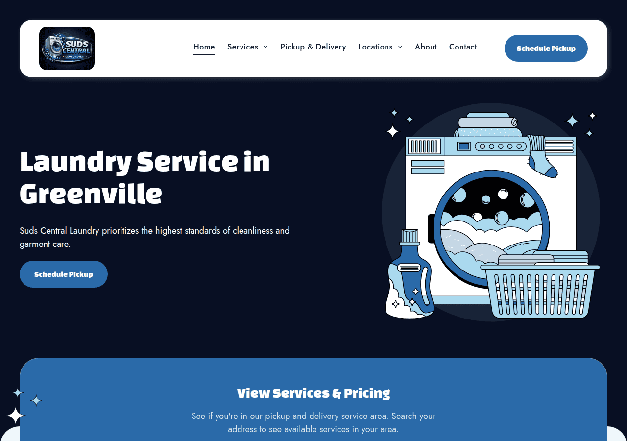 Screenshot of sudscentrallaundromat.com