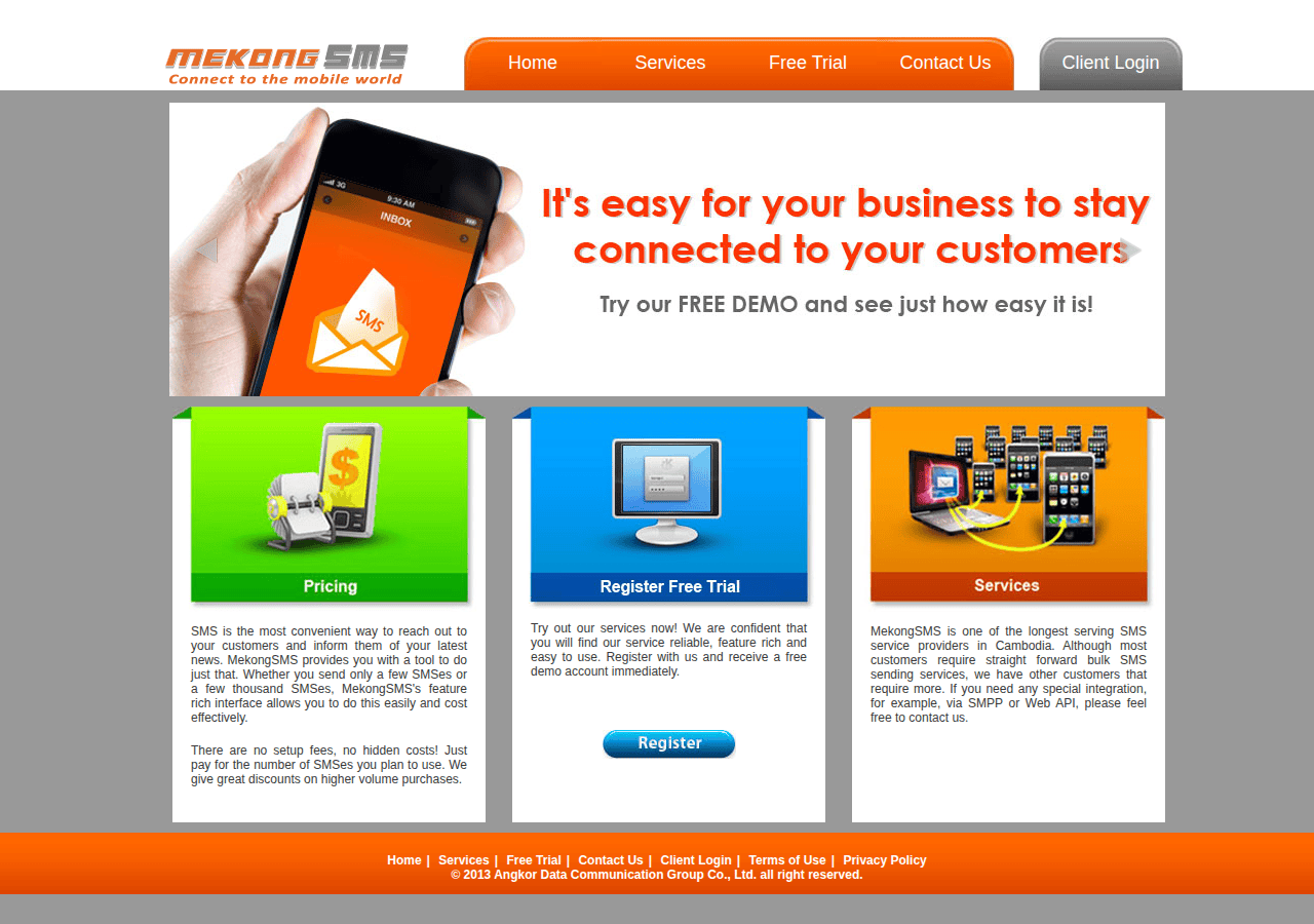 Screenshot of mekongsms.com