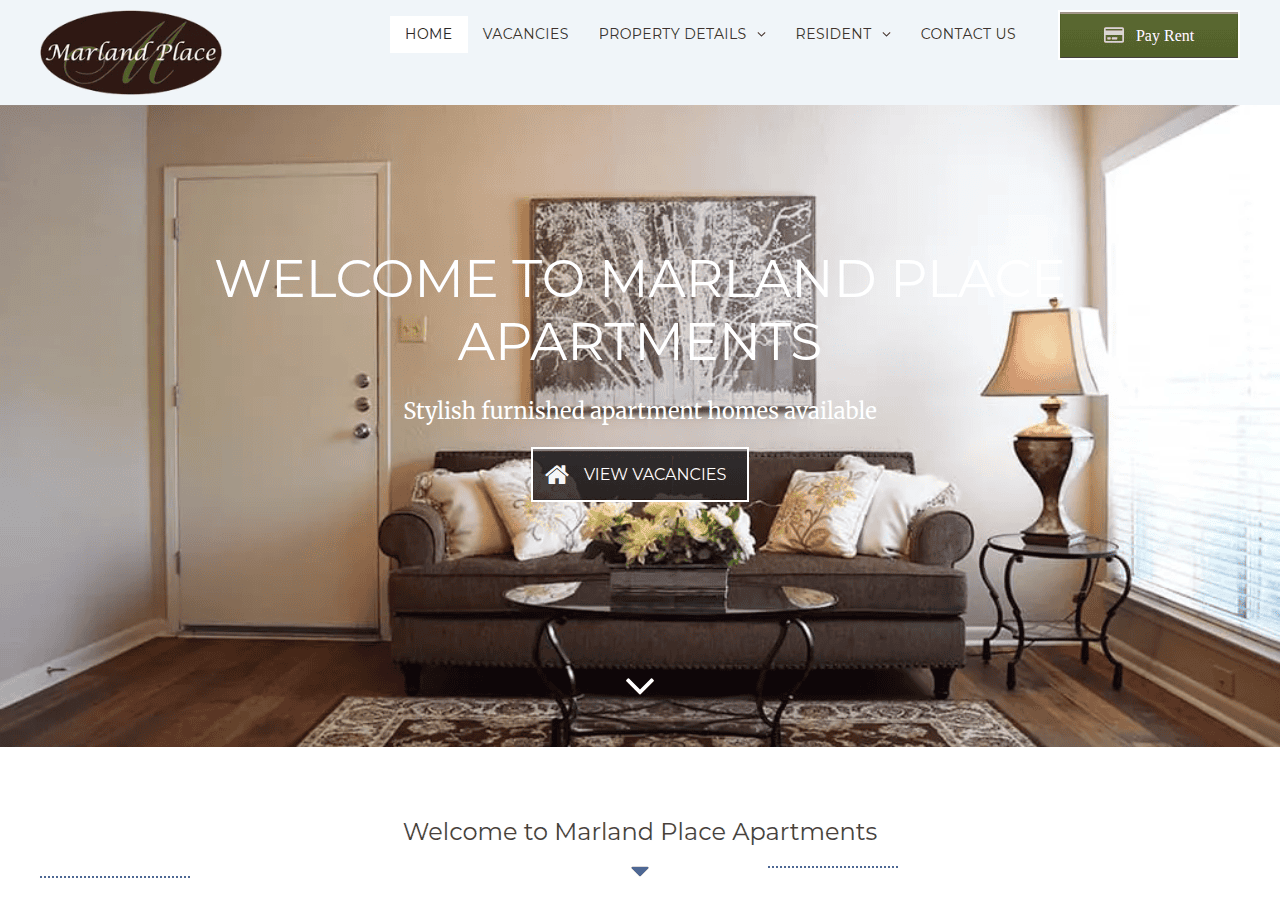 Screenshot of marlandplaceapartments.com