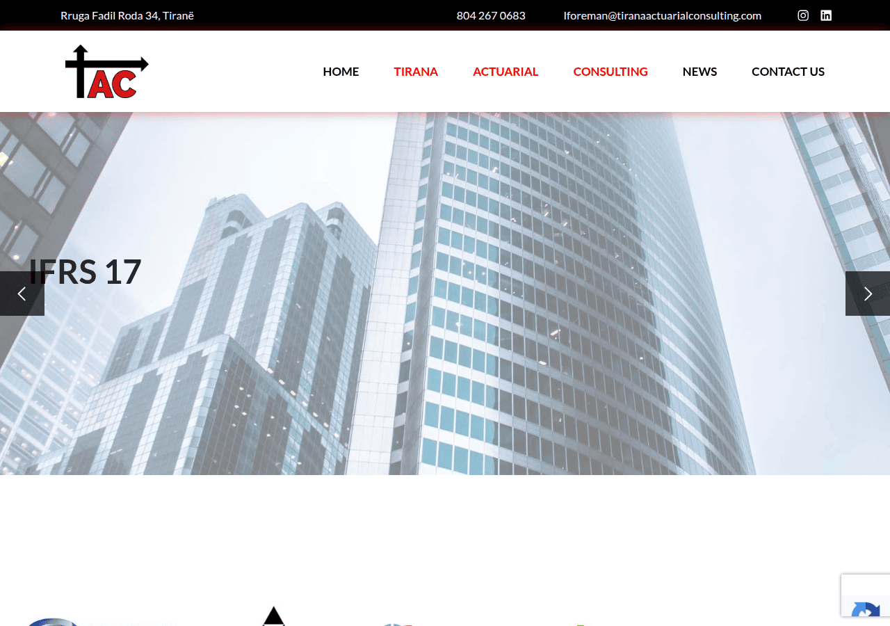 Screenshot of tiranaactuarialconsulting.com