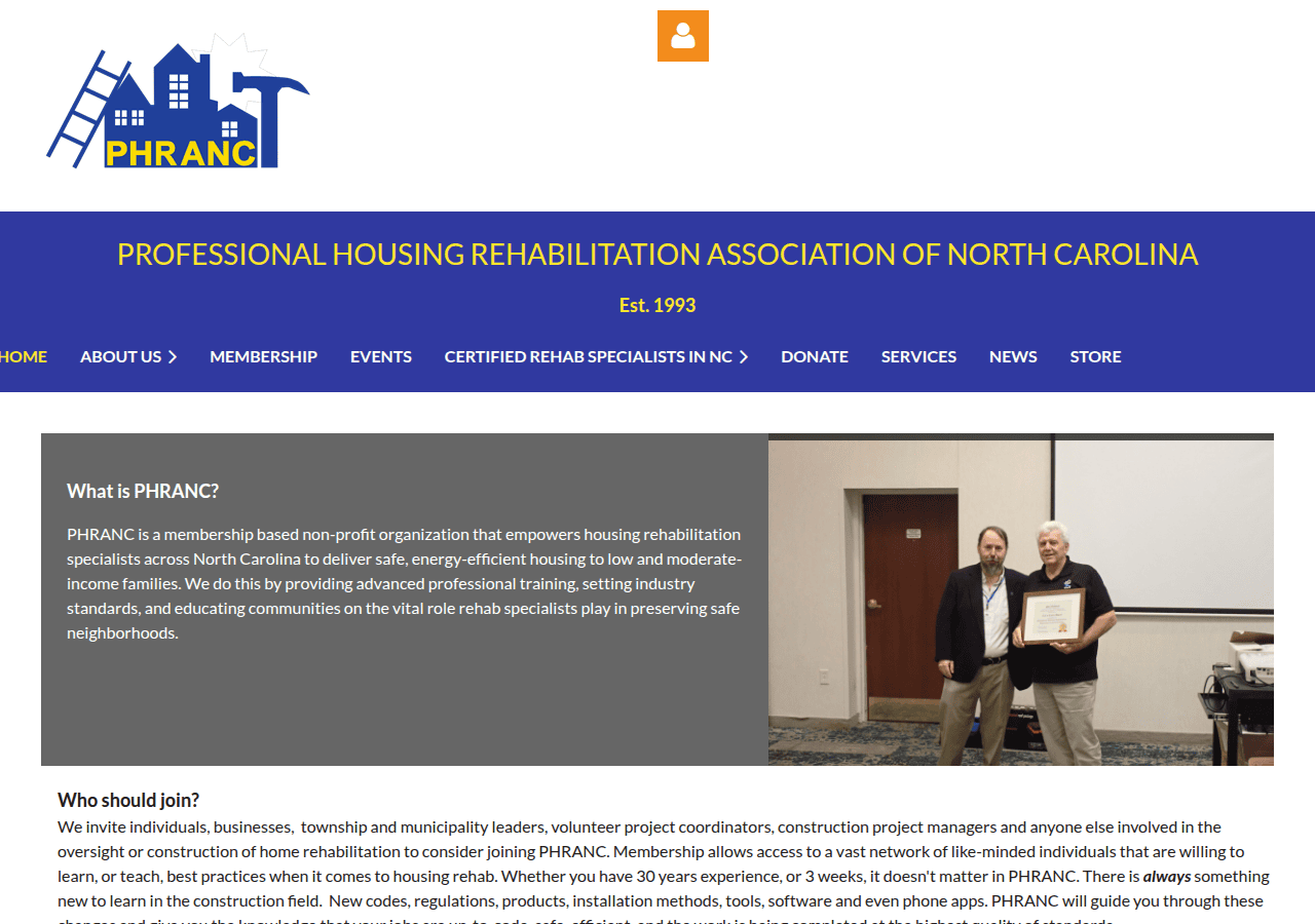 Screenshot of phranc.org