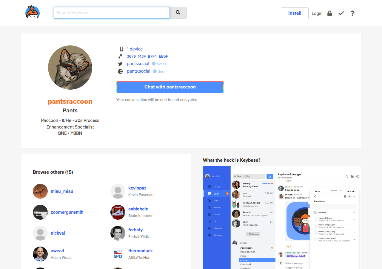 Screenshot of keybase.io